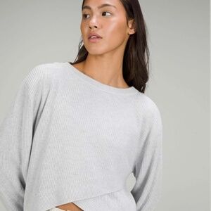 Lululemon Size 12 Reversible Crossover Sweater Heathered Core Ultra Light Grey